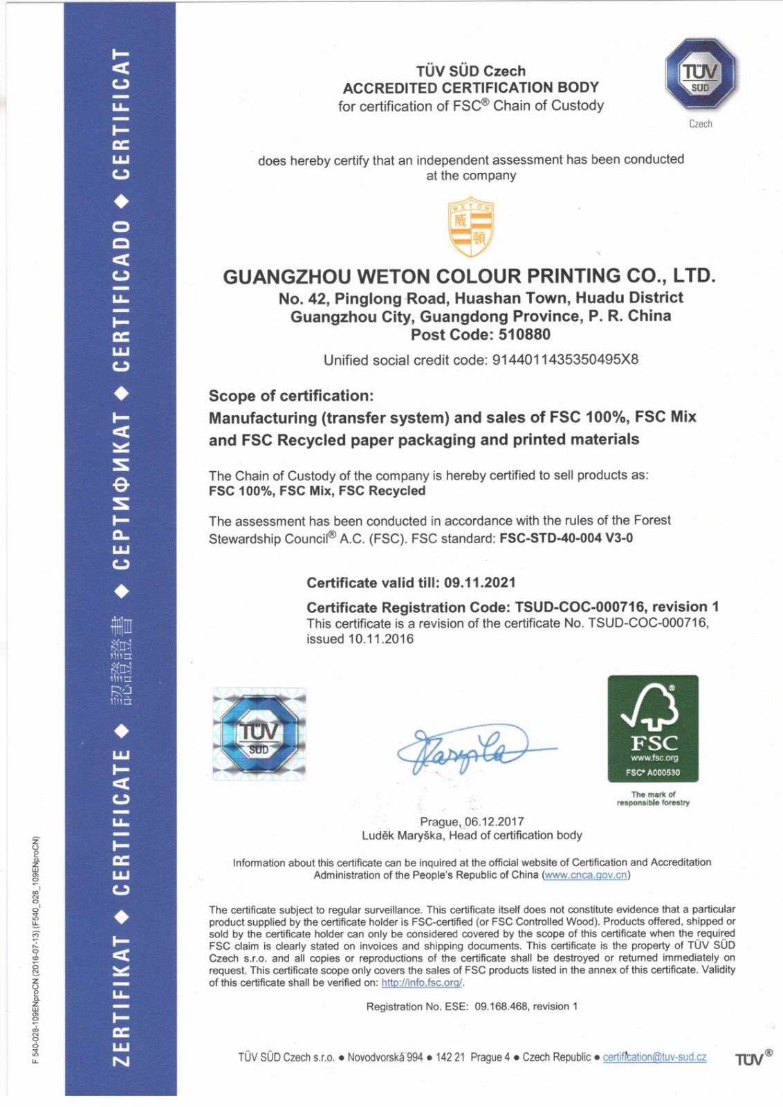 FSC certificate-TUV
